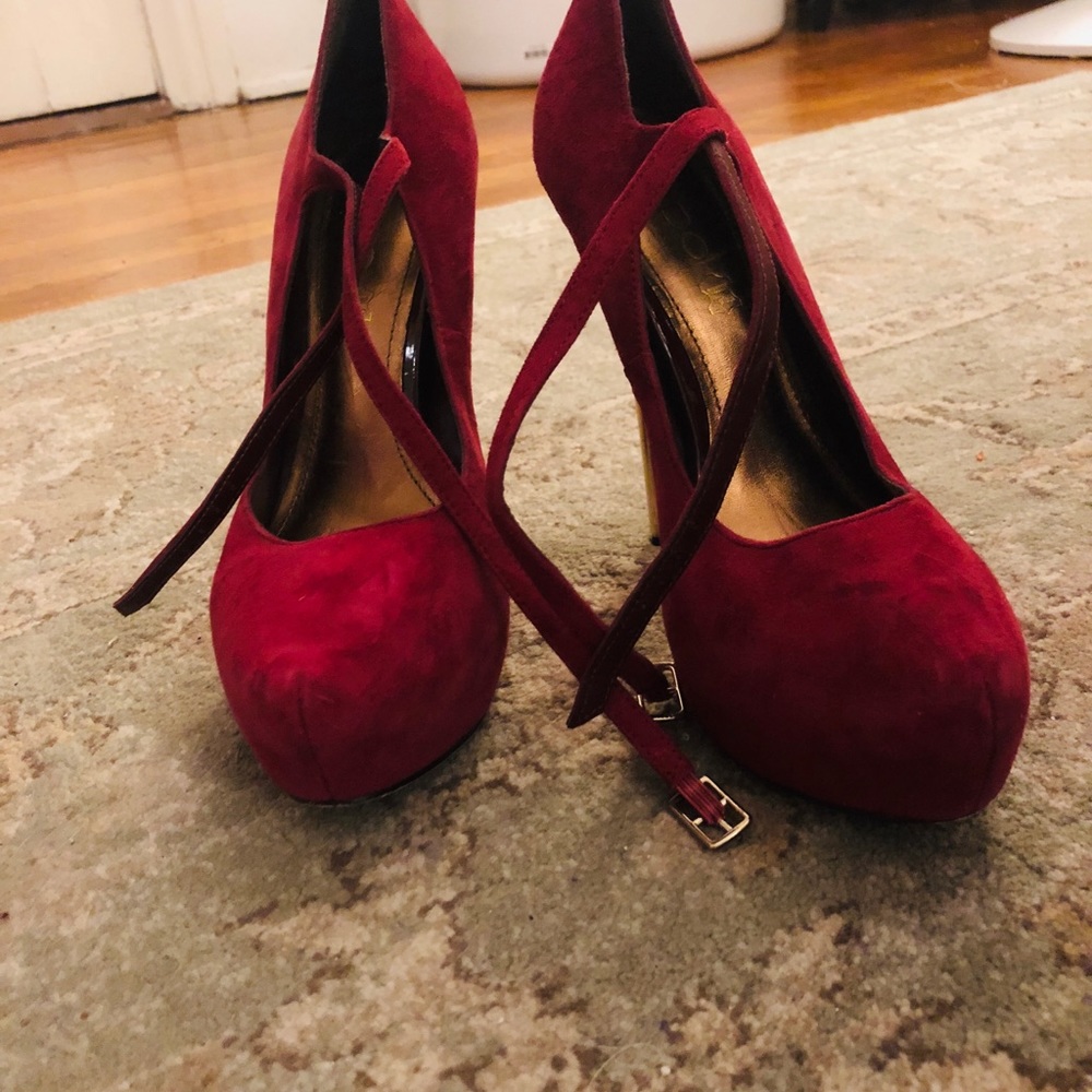 Maroon Platform Heels - image 2
